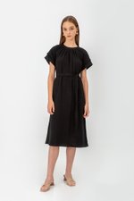 ELITSA LAYERED SLEEVE MIDI DRESS W SASH