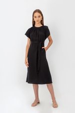 ELITSA LAYERED SLEEVE MIDI DRESS W SASH
