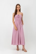 ADELITA ELASTIC RIBBON TIE MAXI DRESS