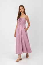 ADELITA ELASTIC RIBBON TIE MAXI DRESS