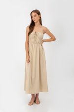 ADELITA ELASTIC RIBBON TIE MAXI DRESS