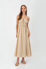 ADELITA ELASTIC RIBBON TIE MAXI DRESS