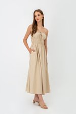 ADELITA ELASTIC RIBBON TIE MAXI DRESS