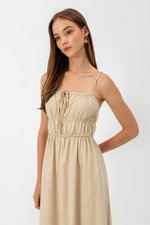 ADELITA ELASTIC RIBBON TIE MAXI DRESS