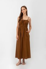 ADELITA ELASTIC RIBBON TIE MAXI DRESS