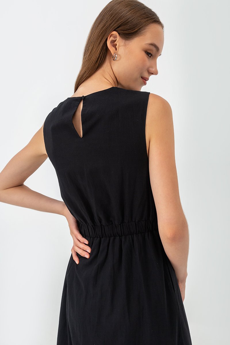 ANGELIKA DRAWSTRING WAIST MIDI DRESS