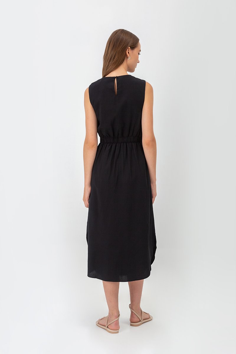 ANGELIKA DRAWSTRING WAIST MIDI DRESS