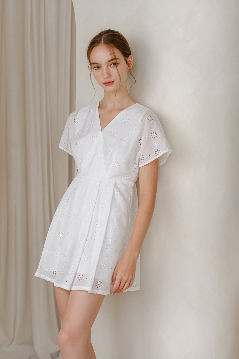 CHANTAL V NECK EYELET ROMPER