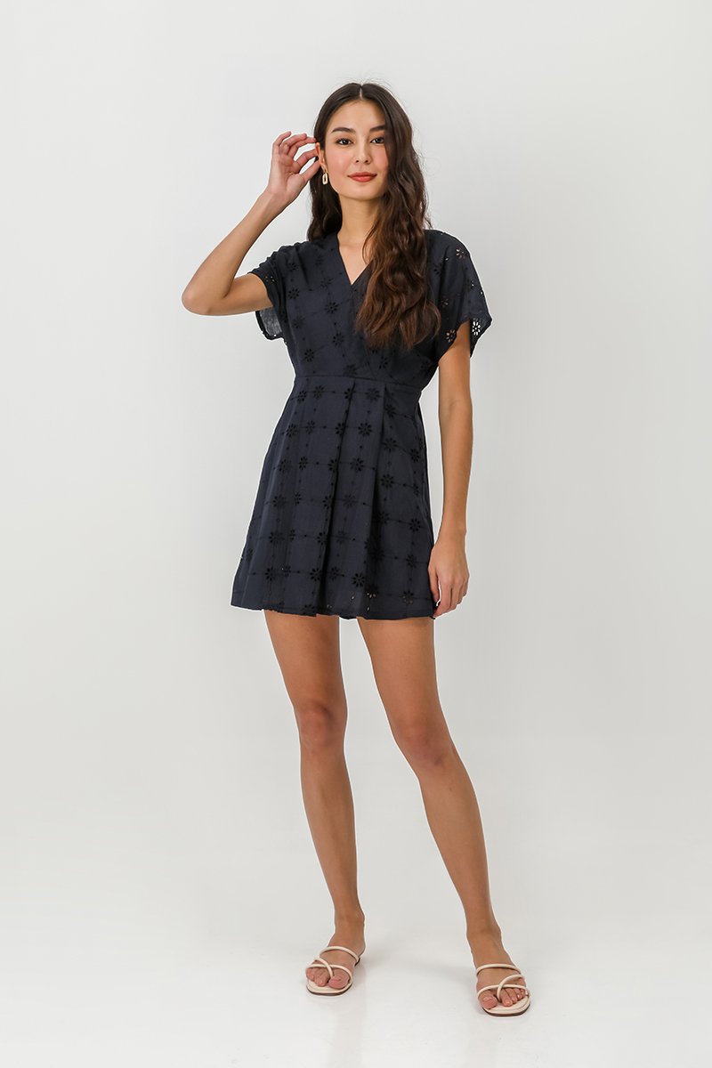 CHANTAL V NECK EYELET ROMPER