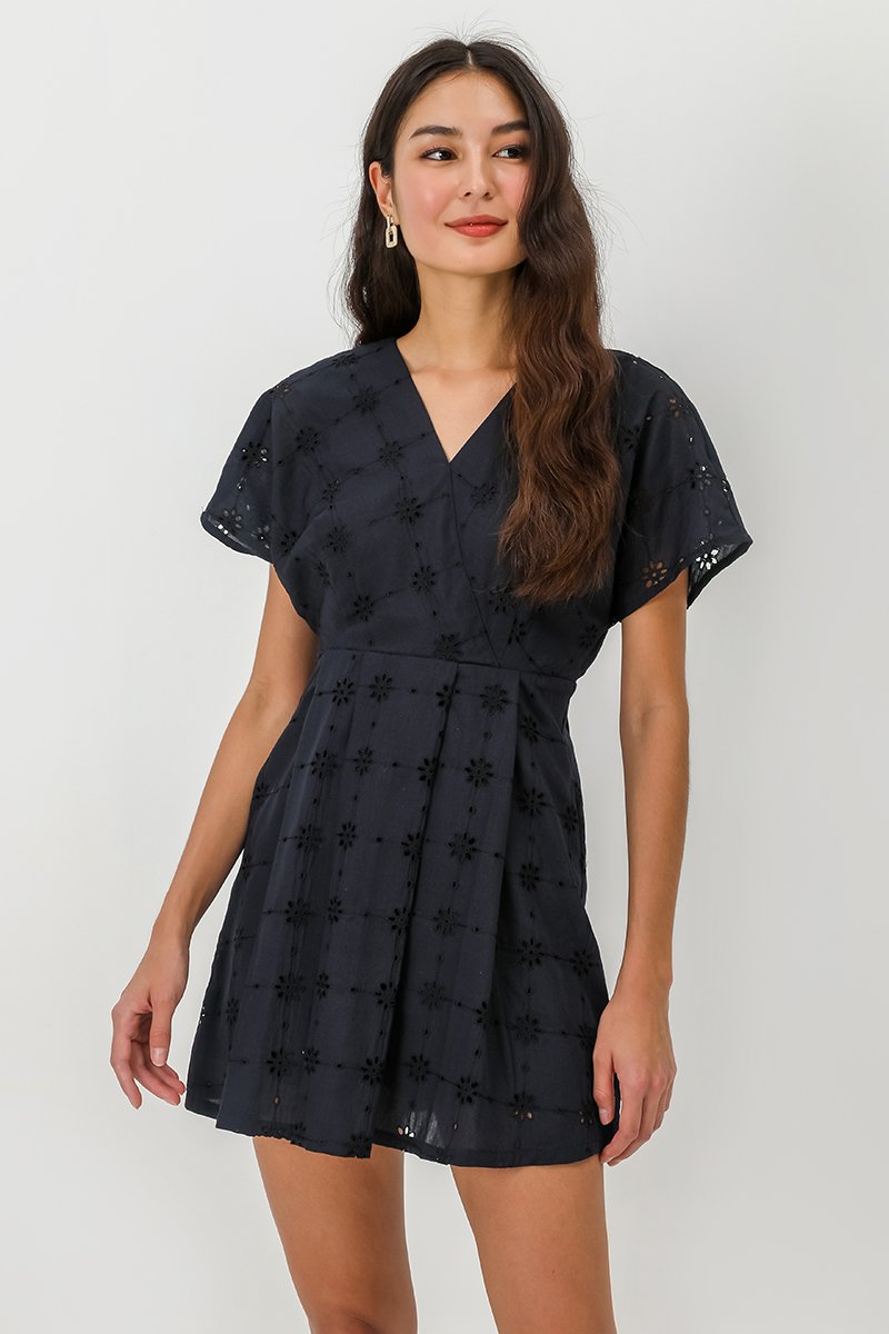 CHANTAL V NECK EYELET ROMPER