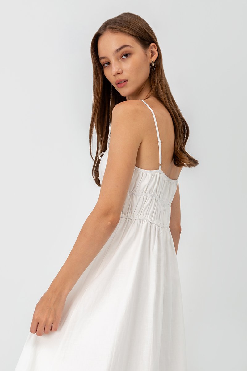 ADELITA ELASTIC RIBBON TIE MAXI DRESS
