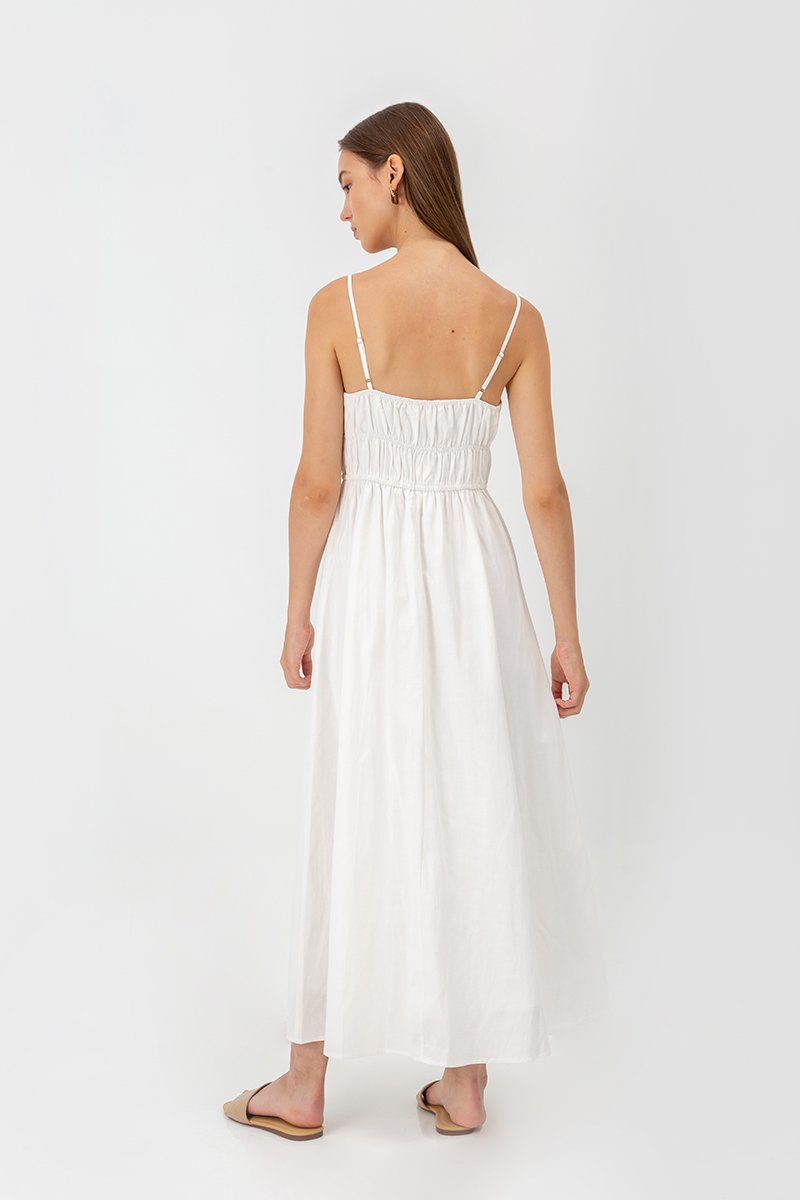 ADELITA ELASTIC RIBBON TIE MAXI DRESS