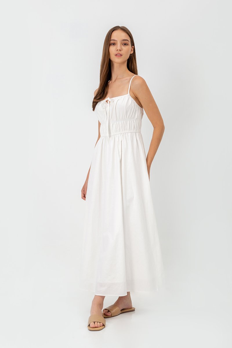 ADELITA ELASTIC RIBBON TIE MAXI DRESS