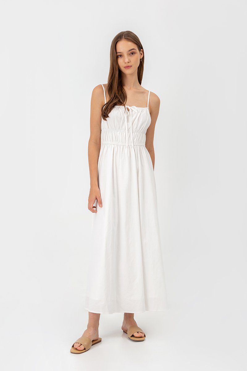 ADELITA ELASTIC RIBBON TIE MAXI DRESS