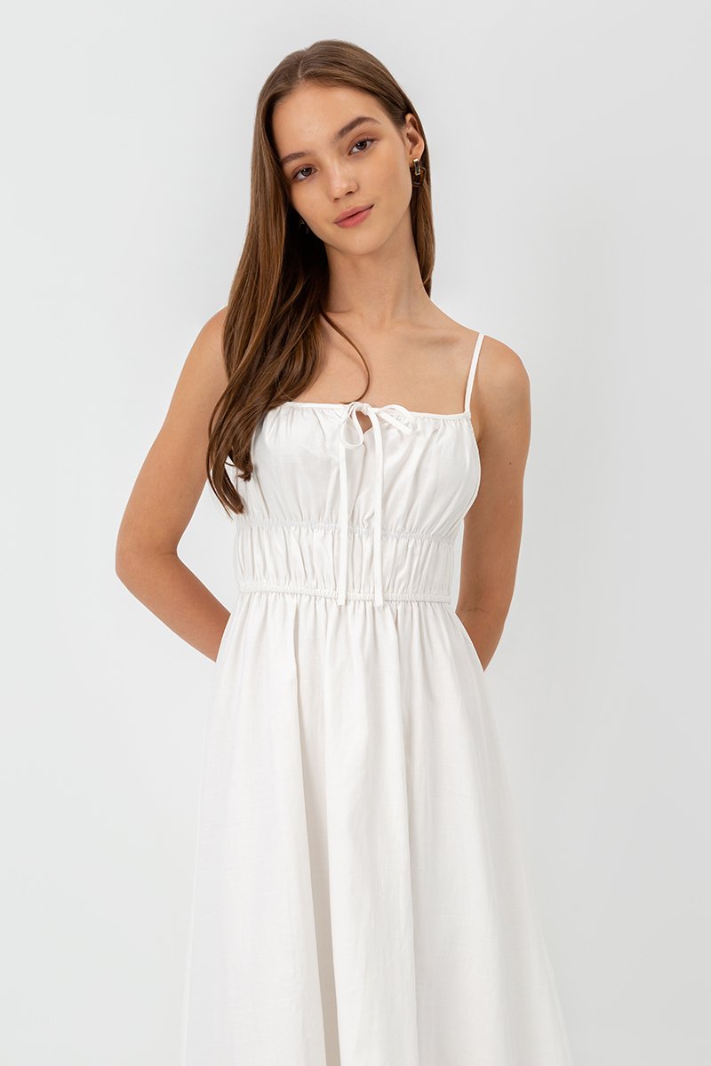 ADELITA ELASTIC RIBBON TIE MAXI DRESS