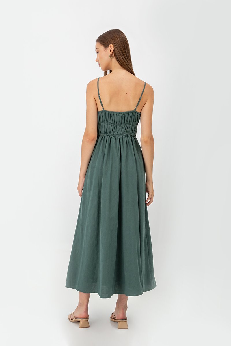 ADELITA ELASTIC RIBBON TIE MAXI DRESS