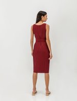 ZANIA PLEATED MIDI COLUMN DRESS W BELT