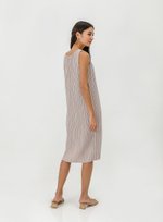 ZANIA PLEATED MIDI COLUMN DRESS W BELT