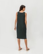 ZANIA PLEATED MIDI COLUMN DRESS W BELT