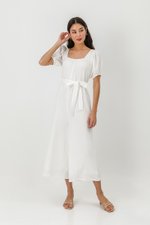 VIKTORIA EMBROIDERED PUFF SLEEVE JUMPSUIT W SASH