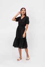 SERA EYELET DROPWAIST MIDI DRESS W SASH