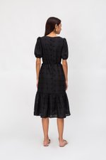 SERA EYELET DROPWAIST MIDI DRESS W SASH