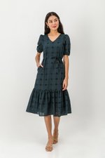 SERA EYELET DROPWAIST MIDI DRESS W SASH