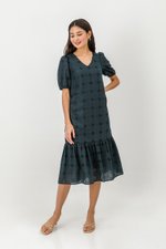 SERA EYELET DROPWAIST MIDI DRESS W SASH