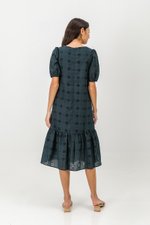 SERA EYELET DROPWAIST MIDI DRESS W SASH