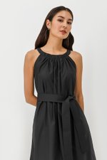 MADELAINE PLEATED MIDI DRESS W BELT
