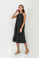 MADELAINE PLEATED MIDI DRESS W BELT