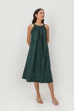 MADELAINE PLEATED MIDI DRESS W BELT