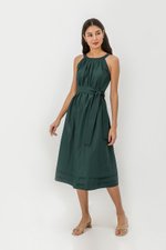 MADELAINE PLEATED MIDI DRESS W BELT