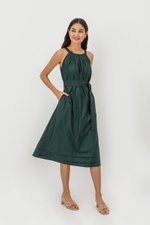 MADELAINE PLEATED MIDI DRESS W BELT