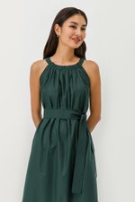 MADELAINE PLEATED MIDI DRESS W BELT