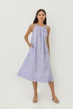 MADELAINE PLEATED MIDI DRESS W BELT