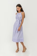 MADELAINE PLEATED MIDI DRESS W BELT