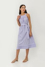 MADELAINE PLEATED MIDI DRESS W BELT
