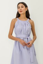 MADELAINE PLEATED MIDI DRESS W BELT