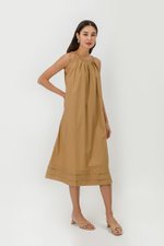 MADELAINE PLEATED MIDI DRESS W BELT