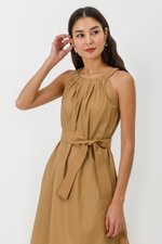 MADELAINE PLEATED MIDI DRESS W BELT