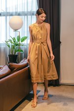 MADELAINE PLEATED MIDI DRESS W BELT