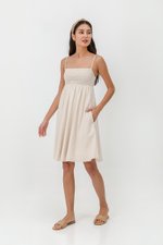 CAROLYN SMOCKED MINI DRESS