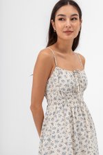 LILIAN FLORAL ELASTIC RIBBON TIE MIDI DRESS LILIAN FLORAL ELASTIC RIBBON TIE MIDI DRESS