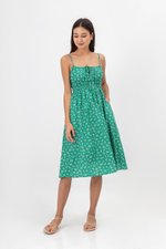 LILIAN FLORAL ELASTIC RIBBON TIE MIDI DRESS LILIAN FLORAL ELASTIC RIBBON TIE MIDI DRESS