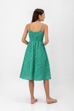 LILIAN FLORAL ELASTIC RIBBON TIE MIDI DRESS LILIAN FLORAL ELASTIC RIBBON TIE MIDI DRESS