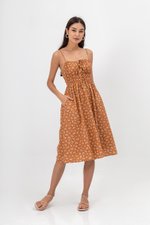 LILIAN FLORAL ELASTIC RIBBON TIE MIDI DRESS LILIAN FLORAL ELASTIC RIBBON TIE MIDI DRESS