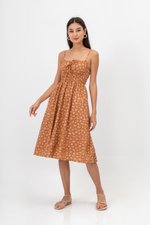 LILIAN FLORAL ELASTIC RIBBON TIE MIDI DRESS LILIAN FLORAL ELASTIC RIBBON TIE MIDI DRESS