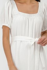 VIKTORIA EMBROIDERED PUFF SLEEVE JUMPSUIT W SASH