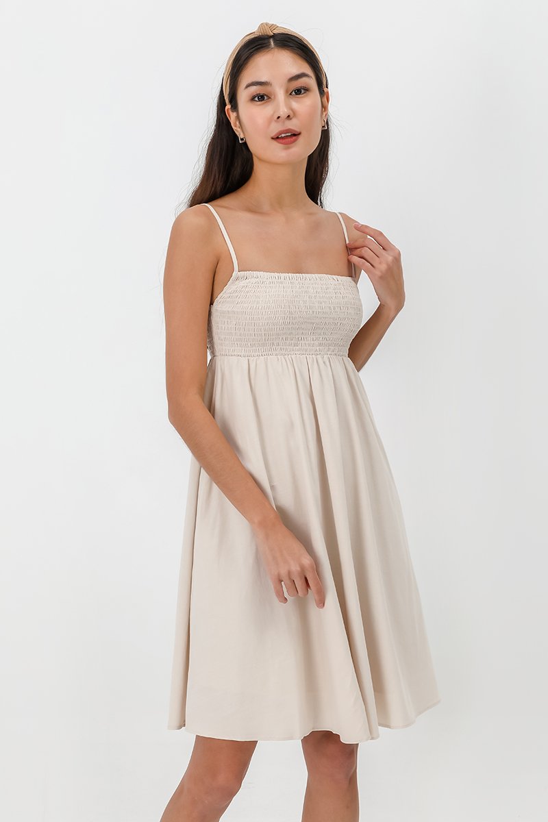 CAROLYN SMOCKED MINI DRESS